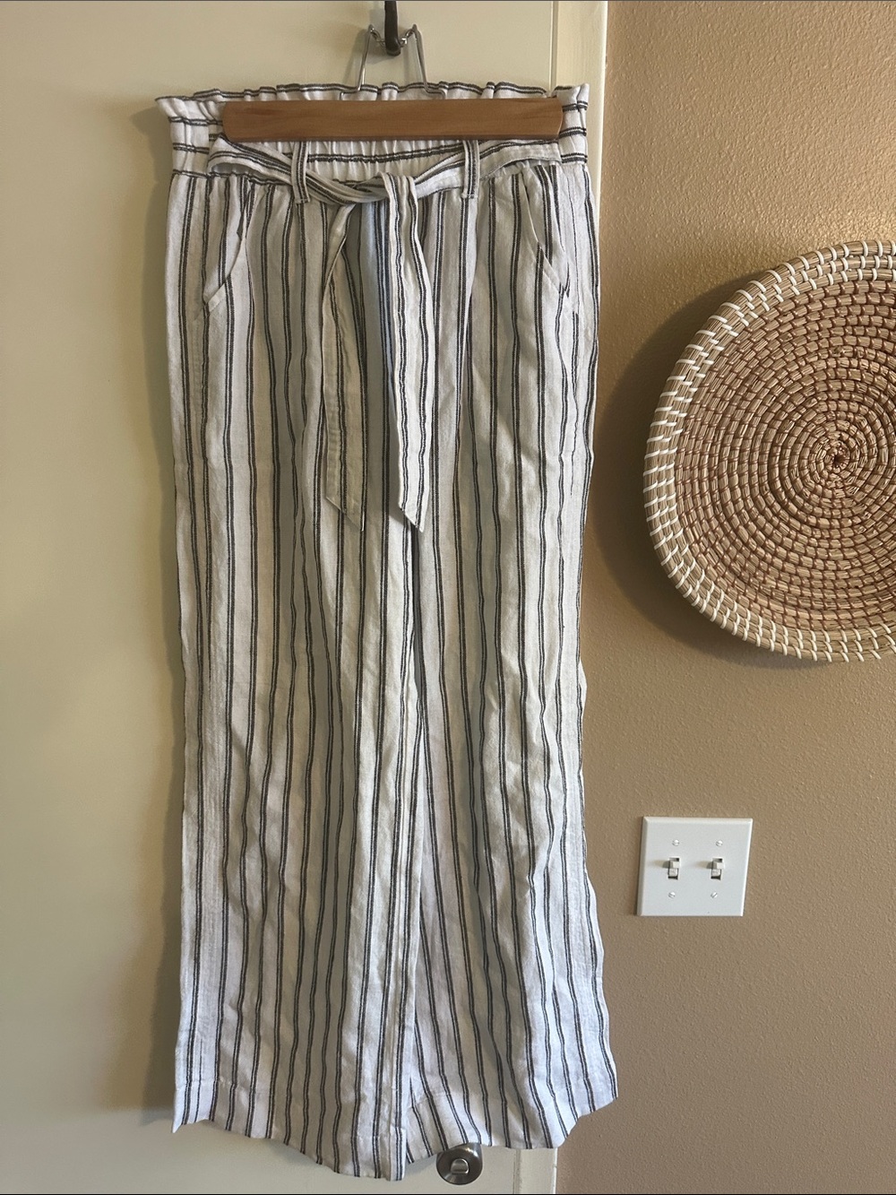 Rewind White and Black Striped Wide Leg Pants